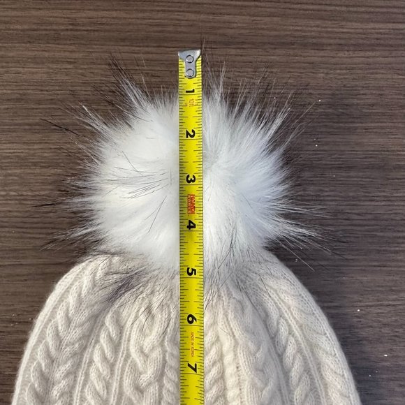 *GIFT IDEA* NORDSTROM CASHMERE CABLE KNIT BEANIE WITH FAUX FUR POM POM IVORY main image 5